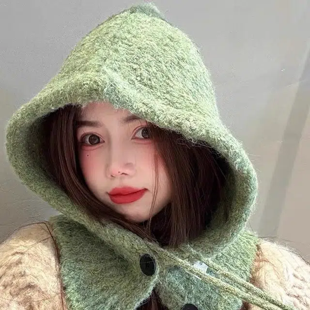 尚先生 复古时髦高级感帽新款秋冬保暖护颈一体 聚酯纤维 绒线帽 女款