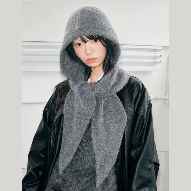 尚先生 韩版一体加厚保暖针织帽冬季护耳巴拉克拉法帽 聚酯纤维 绒线帽 女款