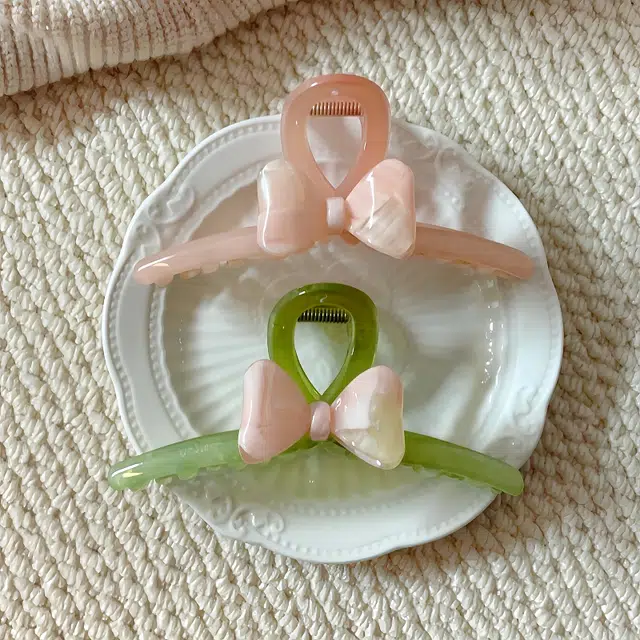 尚先生 新款森系蝴蝶结鲨鱼夹偏多发量抓夹后脑勺盘发发抓发卡半扎头饰 发饰 女款