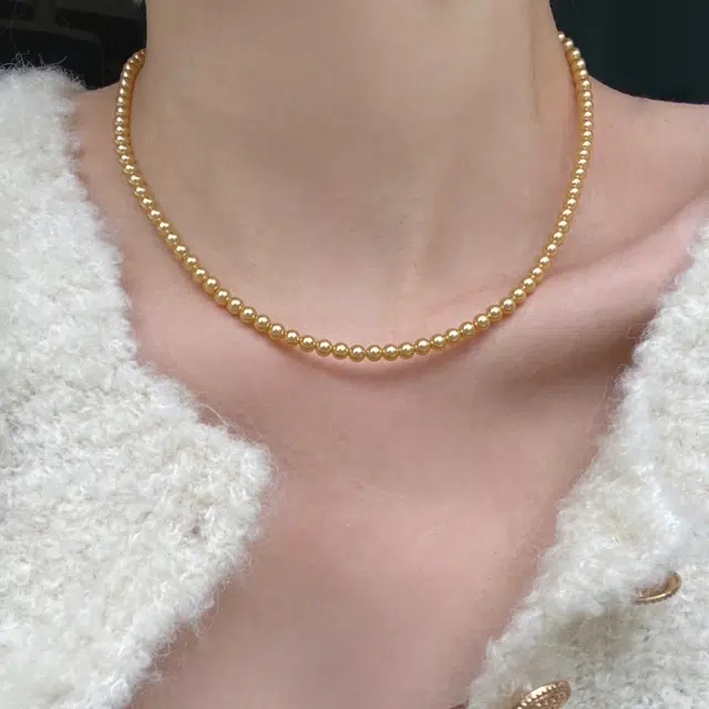 尚先生 浅金色小米粒锁骨链高级感轻奢小众简约颈链气质优雅高亮 铜 项链 女款