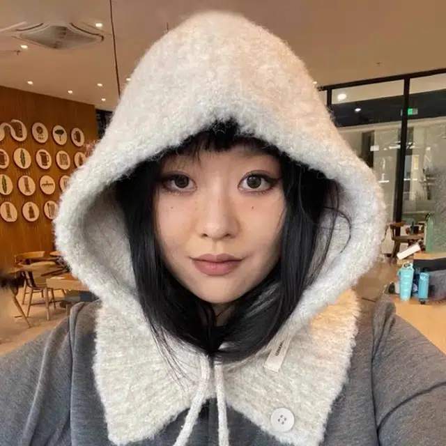 尚先生 复古时髦高级感帽新款秋冬保暖护颈一体 聚酯纤维 绒线帽 女款