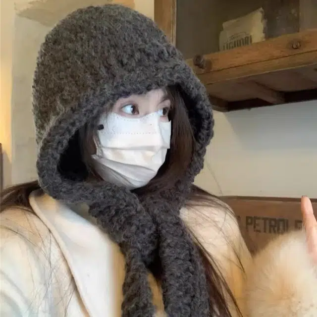 尚先生 纯色巴拉克拉法韩系百搭保暖针织帽防寒 毛线 绒线帽 女款