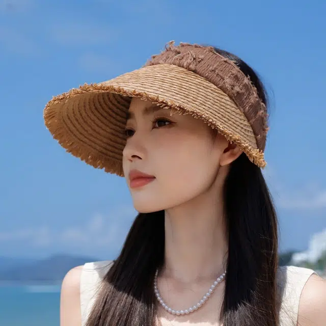 尚先生 毛边大檐空顶防晒高级感小清新田园风遮阳 草编 草帽 女款