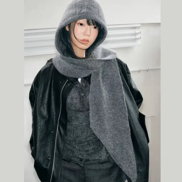 尚先生 韩版一体加厚保暖针织帽冬季护耳巴拉克拉法帽 聚酯纤维 绒线帽 女款