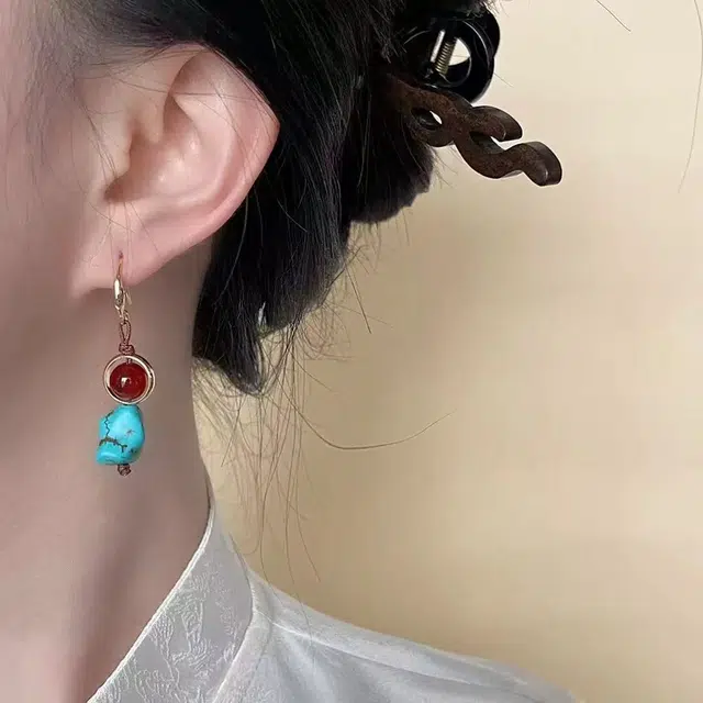 尚先生 藏族风合成耳环文艺复古国潮个性耳钩小众 铜 耳饰 女款