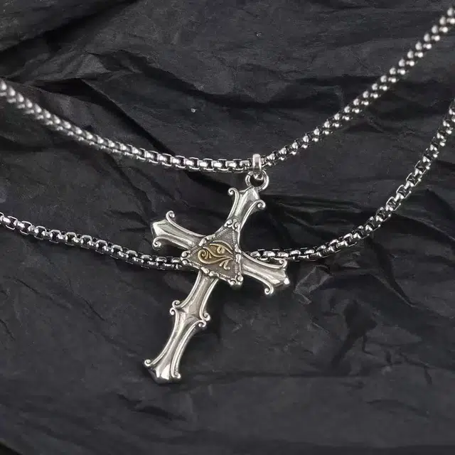 尚先生 黑白朋克十字架 合金 项链 男女同款情侣款