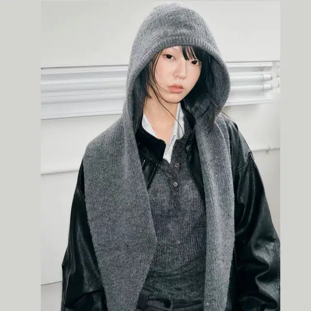 尚先生 韩版一体加厚保暖针织帽冬季护耳巴拉克拉法帽 聚酯纤维 绒线帽 女款