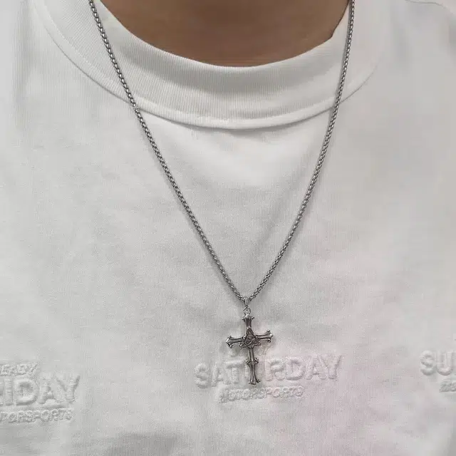 尚先生 黑白朋克十字架 合金 项链 男女同款情侣款