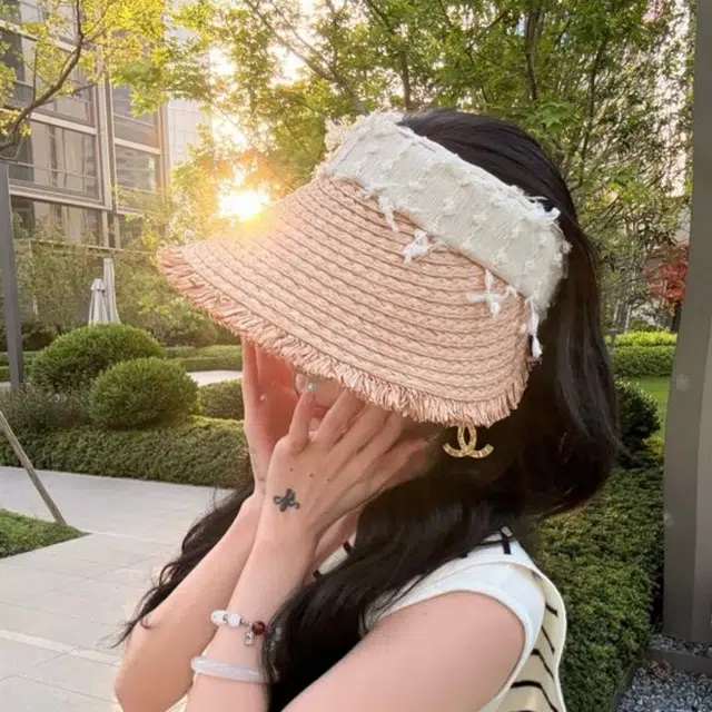 尚先生 毛边大檐空顶防晒高级感小清新田园风遮阳 草编 草帽 女款