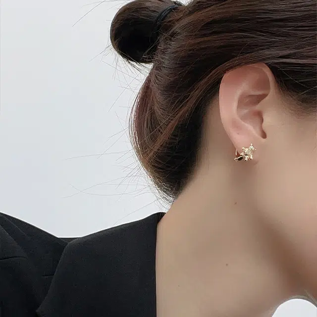 尚先生 高级感小众设计感气质甜美小熊爱心 铜 耳环 女款 金色
