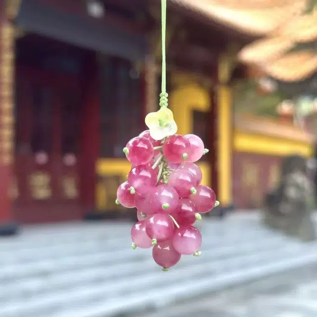 尚先生 葡萄铃兰有钱花粉白渐变铃兰绿好运降铃抱富 树脂 挂件 男女同款情侣款