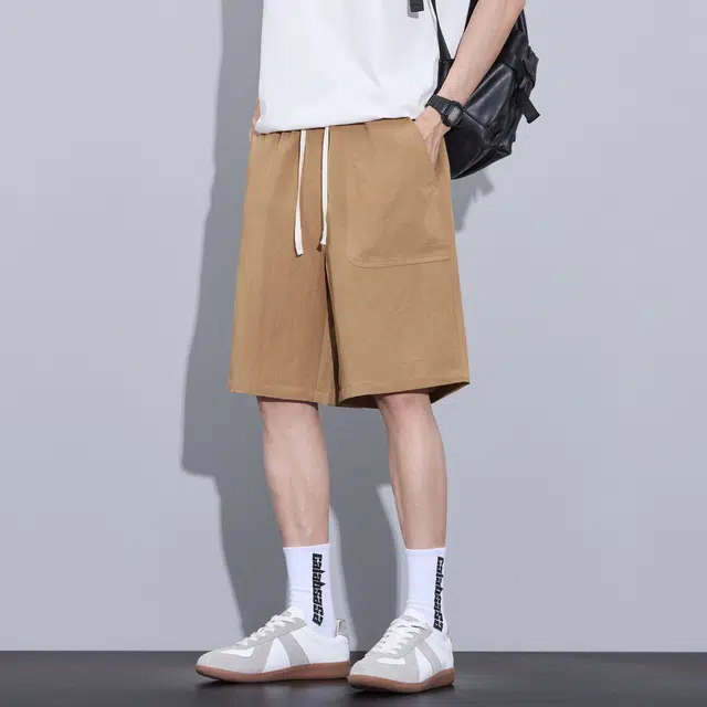 瑞梵帝斯 美式简约运动户外舒适百搭大口袋设计透气冰丝凉感速干面料中裤子夏季薄款柔软亲肤休闲短裤 男款