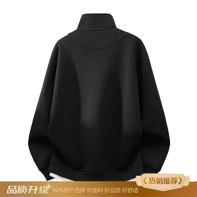 瑞梵帝斯 秋冬美式高街潮牌半拉链套头半高领宽松休闲百搭工装内穿打底柔顺亲肤柔软舒适时尚高级感纯色外套内搭卫衣 男款