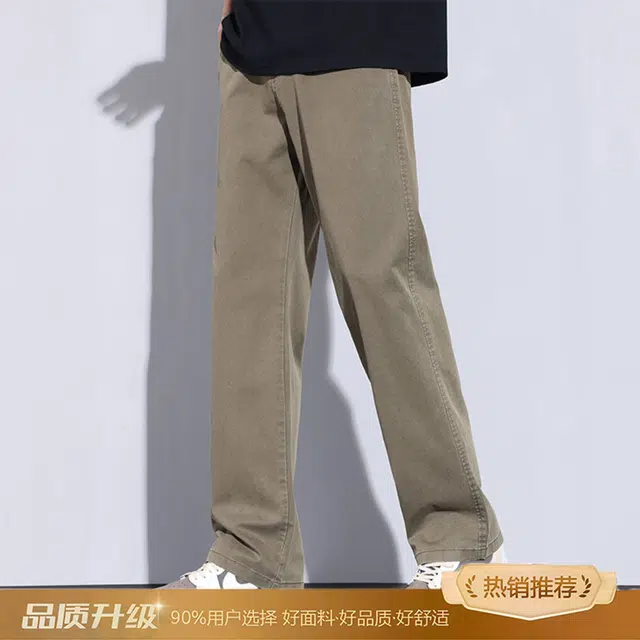 瑞梵帝斯 莱赛尔天丝裤子男生夏季薄款凉感透气纯色简约宽松直筒长裤美式潮牌高街风拉链多口袋设计青少年时尚潮流帅气休闲裤 男款