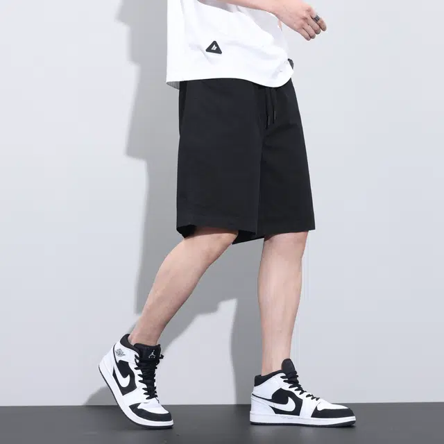 瑞梵帝斯 时尚薄款户外运动透气百搭口袋痞帅宽松柔软舒适亲肤水洗字母五分休闲短裤 男款