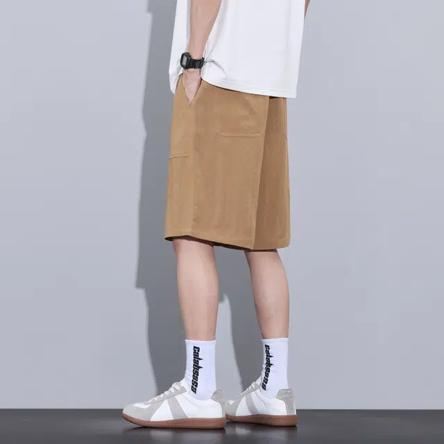 瑞梵帝斯 美式简约运动户外舒适百搭大口袋设计透气冰丝凉感速干面料中裤子夏季薄款柔软亲肤休闲短裤 男款