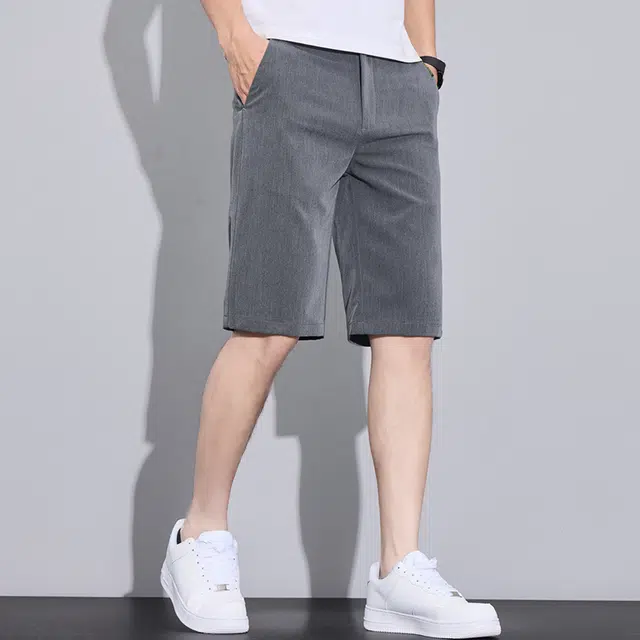 瑞梵帝斯 五分裤时尚简约痞帅柔软亲肤凉感水洗基础款纯色潮流日常百搭直筒通勤出行阔腿休闲短裤 男款