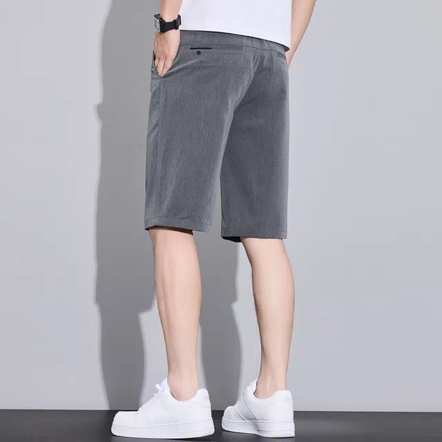 瑞梵帝斯 五分裤时尚简约痞帅柔软亲肤凉感水洗基础款纯色潮流日常百搭直筒通勤出行阔腿休闲短裤 男款