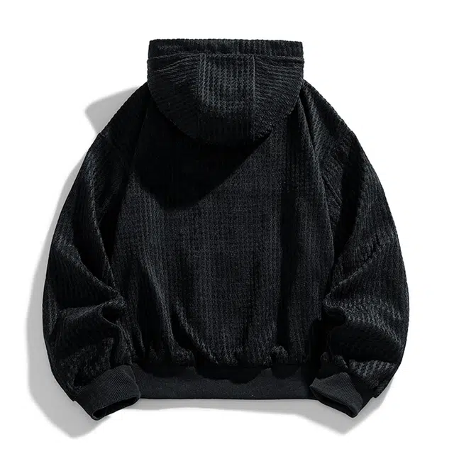 瑞梵帝斯 秋冬美式复古小香风圆领落肩小众设计学院风连帽慵懒潮流宽松半开衫休闲百搭高级感舒适亲肤时尚卫衣 男款