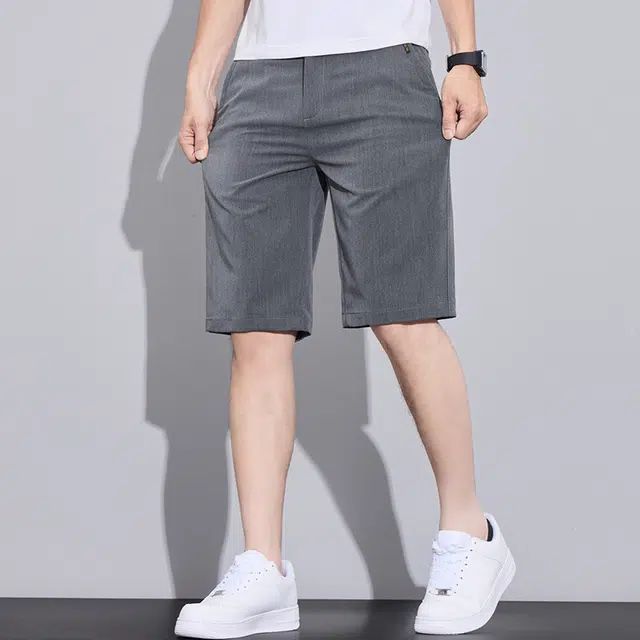 瑞梵帝斯 五分裤时尚简约痞帅柔软亲肤凉感水洗基础款纯色潮流日常百搭直筒通勤出行阔腿休闲短裤 男款