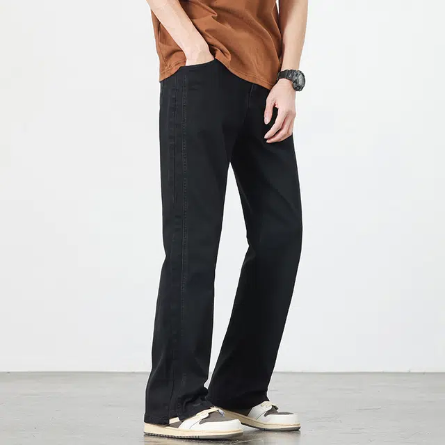 华夏儿女 美式复古宽松直筒多元设计感长裤牛仔裤 男女同款