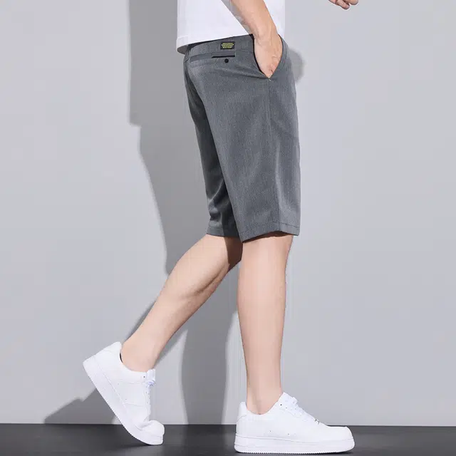 瑞梵帝斯 五分裤时尚简约痞帅柔软亲肤凉感水洗基础款纯色潮流日常百搭直筒通勤出行阔腿休闲短裤 男款