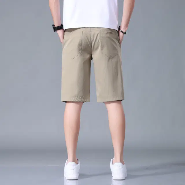 瑞梵帝斯 夏季潮牌日常直筒冰丝凉感面料纯色拉链设计宽松舒适中腰中裤柔软透气亲肤户外运动通勤简约百搭时尚感轻薄休闲五分裤短裤 男款