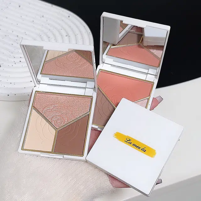 拉美拉 高光修容盘哑光珠光自然提亮腮红眼影三合一立体鼻侧影阴影一体盘 无瑕易上色细闪