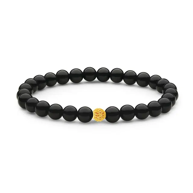 六福珠宝 经典镂空绣球造型路路通珠边轻奢精致浪漫约会气质百搭精美礼盒款#好运 玛瑙 手串 男女同款情侣款