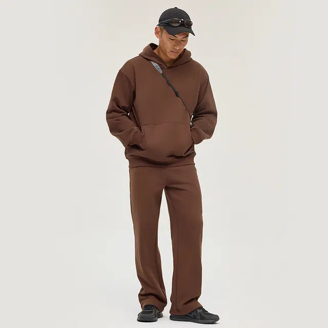 新奇天 运动户外纯色加绒厚款休闲连帽落肩宽松长袖卫衣 男款