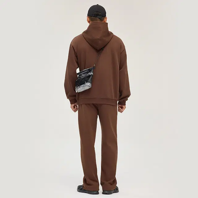 新奇天 运动户外纯色加绒厚款休闲连帽落肩宽松长袖卫衣 男款