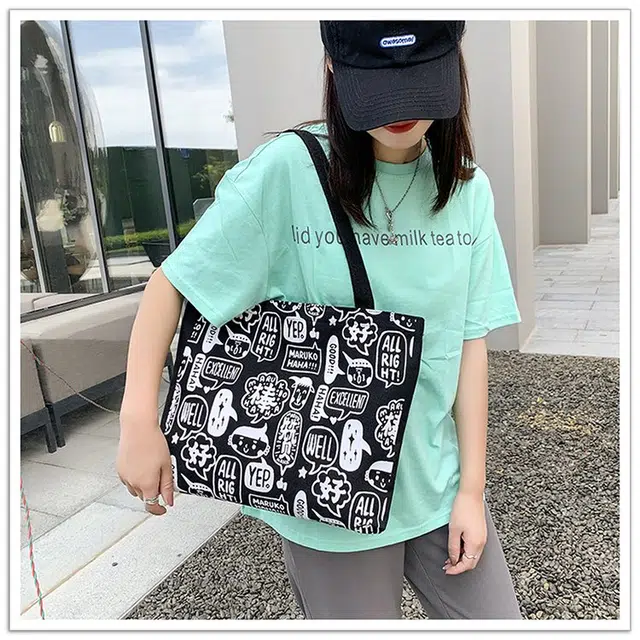 北包包 简约时尚百搭韩版文艺小清新手提包大容量 帆布 单肩包 女款 多色