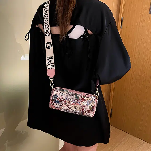北包包 高级感时尚百搭小众设计可爱小熊 布 单肩包 女款 多色