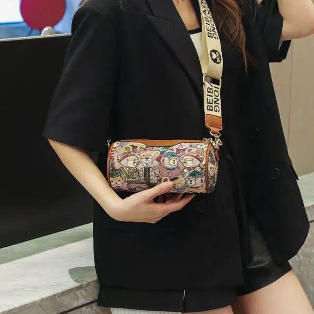 北包包 高级感时尚百搭小众设计可爱小熊 布 单肩包 女款 多色