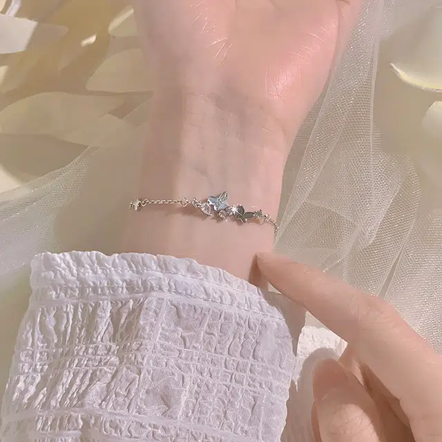 【S999银 增含金贴纸】 色菲尔 在逃公主 蝴蝶简约森系清新 温柔甜美可爱 精致轻奢小众设计可调节#好运 银 手链 女款