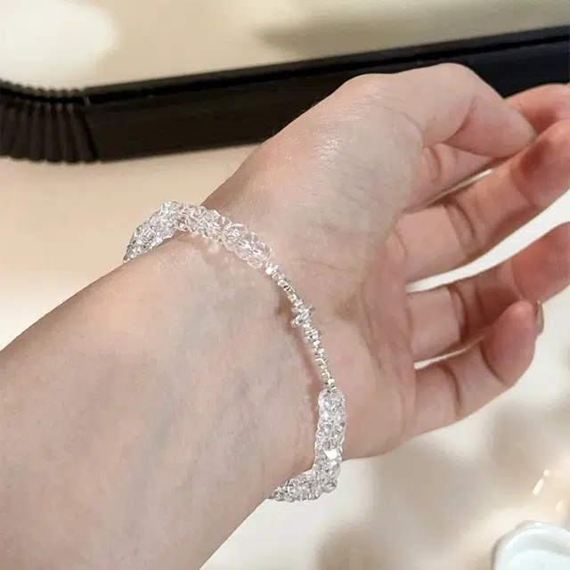 【S925银 赠含金贴纸】 色菲尔 纯洁平衡事业顺利招财上岸磁场好运连连缓解压力日常通勤百搭可调节手饰#转运 白水晶 手链 女款