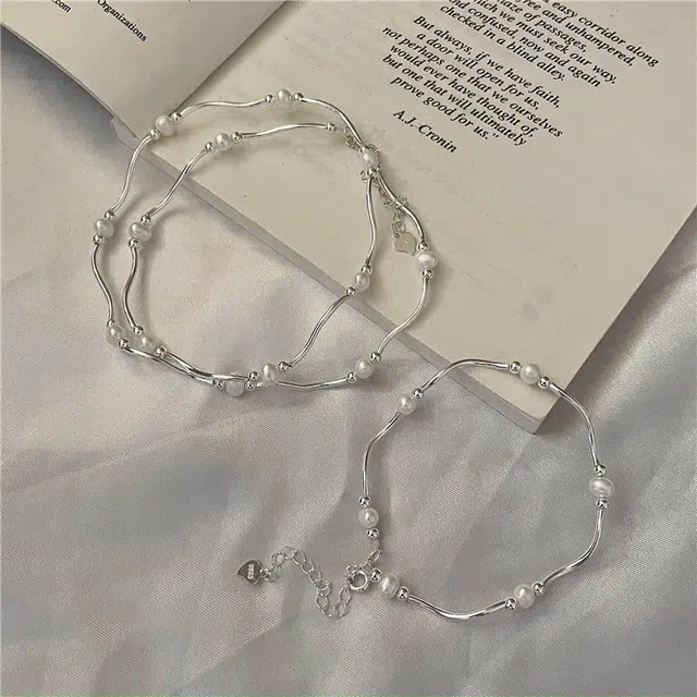 【S925银 赠含金贴纸】 色菲尔 法式韩式优雅复古 简约淡雅高级甜美小众个性轻奢高级气质设计感精致百搭可调节手饰 银 手链 女款