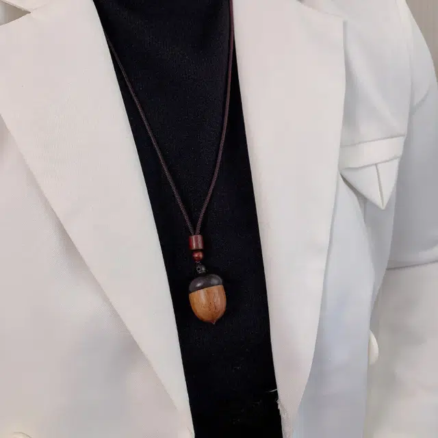 【好运松果】 色菲尔 卡通许愿瓶 民族风复古萌趣森系少女可爱小众设计时尚日常通勤学生约会百搭#锁骨链毛衣链 檀木 项链 男女同款情侣款