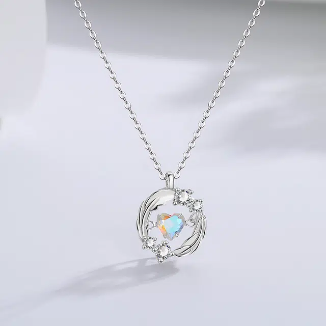 【S999 赠含金贴纸】 色菲尔 羽你相伴 天使跳动的心梦幻气质优雅森系浪漫 玻璃猫眼 项链 女款