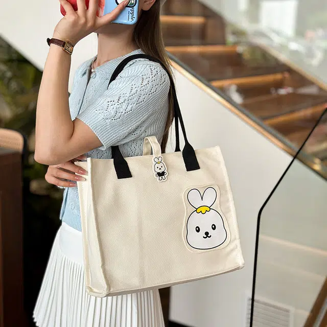 爱尔绅特 小众设计大容量上课通勤 帆布 帆布包手提包 女款 黑色/绿色/粉色/蓝色