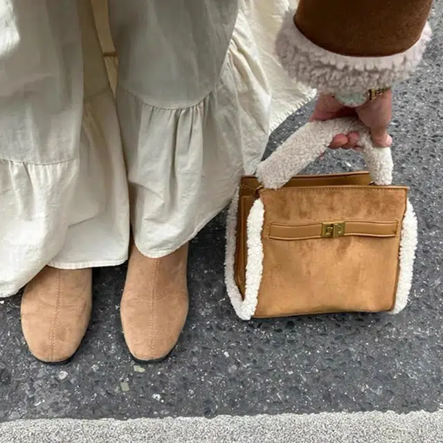 爱尔绅特 复古通勤毛茸茸 麂皮 单肩包 女款 棕色