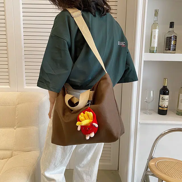 爱尔绅特 可爱手提袋卡通简约撞色 帆布 手提斜挎单肩包 女款 白色/黑色/粉红色/棕色