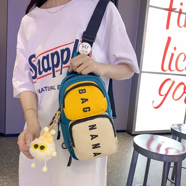 爱尔绅特 撞色时尚运动个性工装 牛津布 胸包 男女同款情侣款 绿色/灰色/黑色/黄色