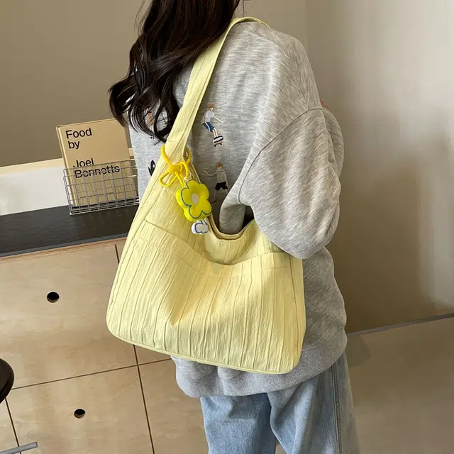 爱尔绅特 多巴胺 彩色 薄款包包 清新 仙女风 大容量 褶皱女包 涤纶 单肩 手提 常规 女款 白色/黄色/黑色/粉色