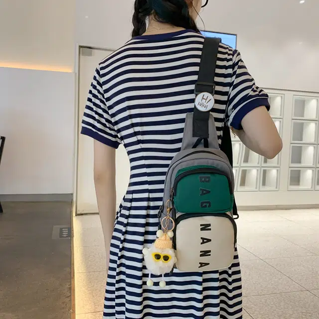 爱尔绅特 撞色时尚运动个性工装 牛津布 胸包 男女同款情侣款 绿色/灰色/黑色/黄色