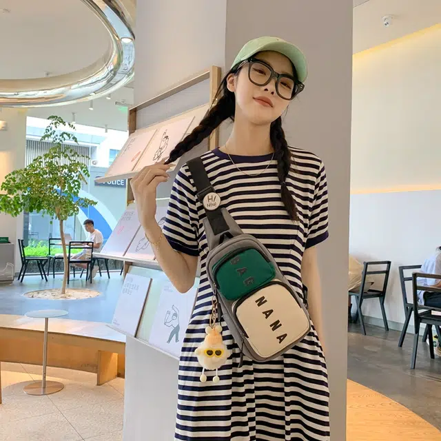 爱尔绅特 撞色时尚运动个性工装 牛津布 胸包 男女同款情侣款 绿色/灰色/黑色/黄色