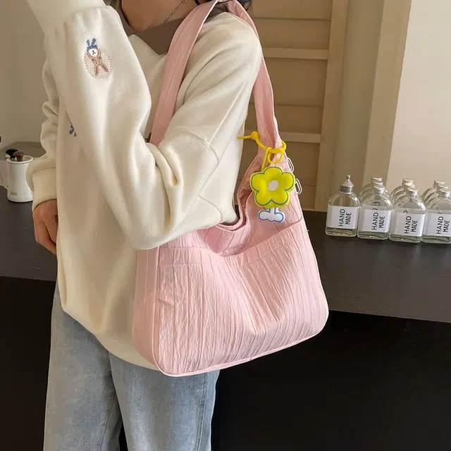 爱尔绅特 多巴胺 彩色 薄款包包 清新 仙女风 大容量 褶皱女包 涤纶 单肩 手提 常规 女款 白色/黄色/黑色/粉色