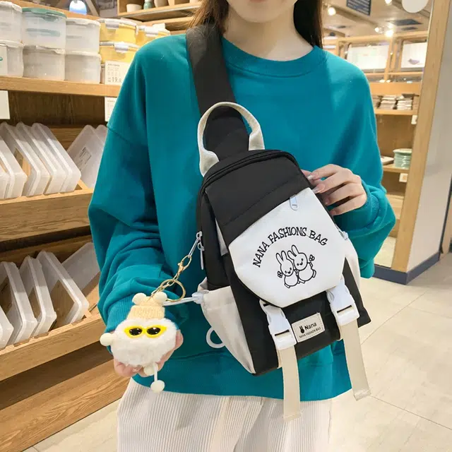 爱尔绅特 清新休闲运动斜背骑行 尼龙 胸包 男女同款情侣款 黑色/绿色/白色/粉红色/紫色