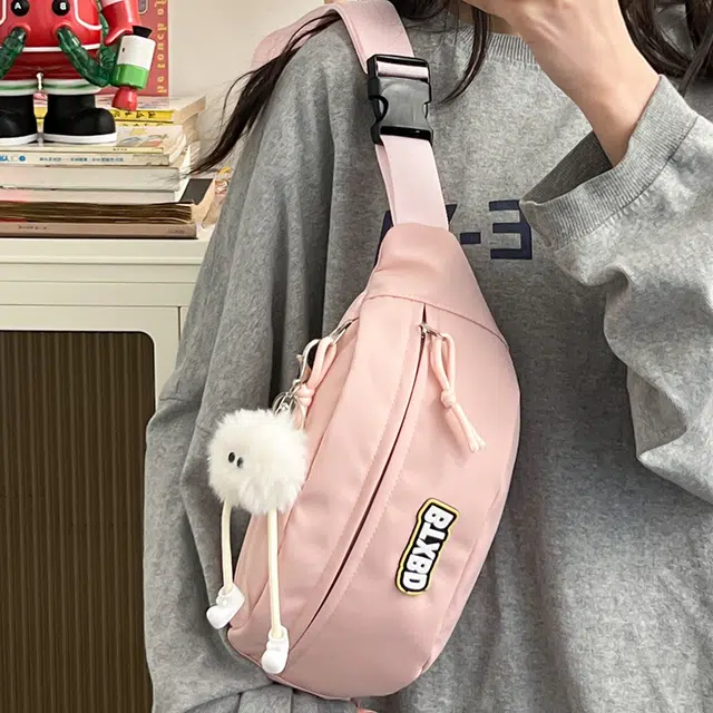爱尔绅特 小清新休闲百搭字母 尼龙 胸包 女款 白色/黄色/粉色/绿色/黑色