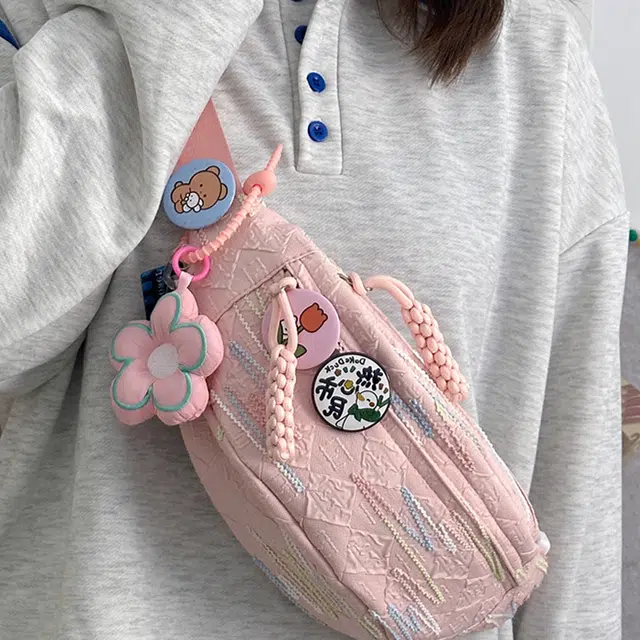 爱尔绅特 简约休闲小清新森系小众学生百搭 尼龙 胸包 女款 白色/黑色/黄色/蓝色/粉色